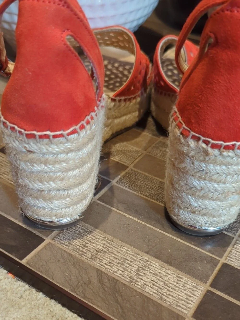 Women’s Orange-Red Ankle-Strap Espadrille Sandals
